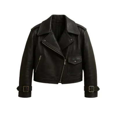 Classic Cropped Asymmetrical Biker Jacket
