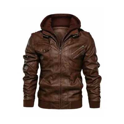 Hooded Café Racer Leather Jacket