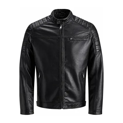 Black Quilted Shoulder Moto Jacket